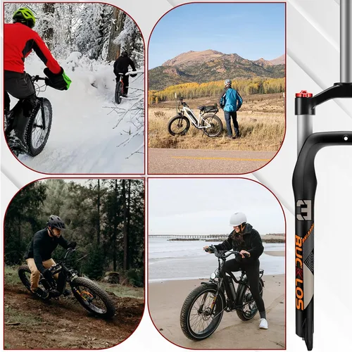 Vista 8 de BUCKLOS 26 x 4.0 pulgadas Fat Tire MTB Horquilla de suspensión, 3.937 in cubo de espaciado de viaje 5.315 in 1 1/8 tubo recto Bloqueo manual 0.354