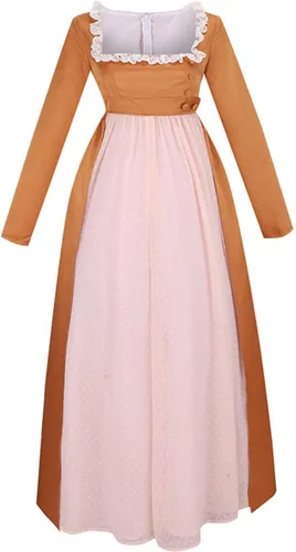 Vista 18 de Yejue Royal Colonial - Disfraz de princesa para niña Hamilton Show Cosplay Medieval Victorian Vestido escénico para el escenario Versión negra
