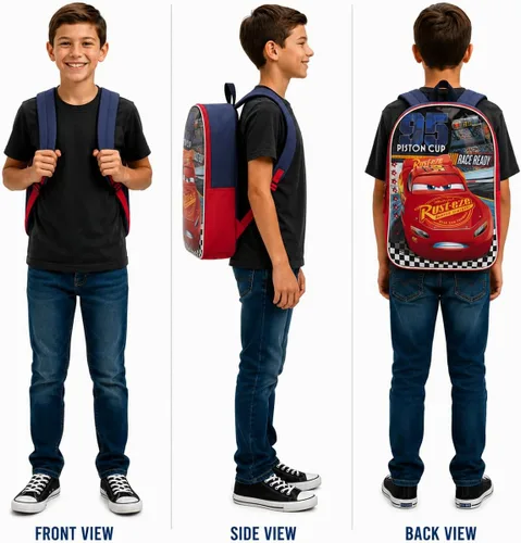 Vista 6 de Disney Cars - Mochila escolar para niños Carros azul
