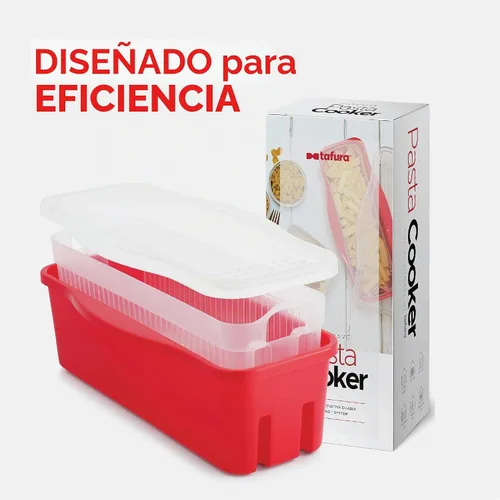 Vista 6 de Tafura Cocedor de Pasta para Microondas con Sistema de Doble Colado, Cocedor de Espaguetis para Microondas con Escurridor, Regalo de Dormitorio