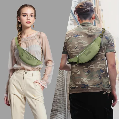 Vista 7 de Bolso pequeño de la honda para las mujeres del riñonera de nylon con la correa ajustable, Verde