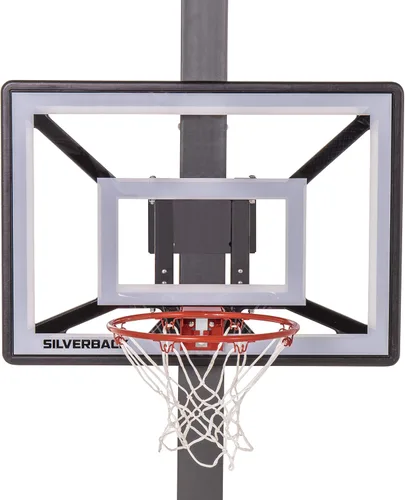 Vista 32 de Aro de baloncesto juvenil Silverback Junior de 33" con tecnología de montaje Lock 'n Rock. Se monta en postes redondos y verticales, color negro