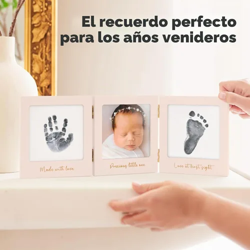 Vista 6 de Kit de huellas de manos y huellas para bebé sin tinta para recién nacido Rosa pétalo/Oro