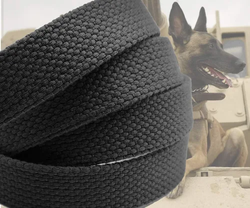 Vista 4 de Correa táctica resistente de 6 pies para perro, estilo militar, de algodón grueso, K9, para caminar al aire libre, caza, senderismo, color negro