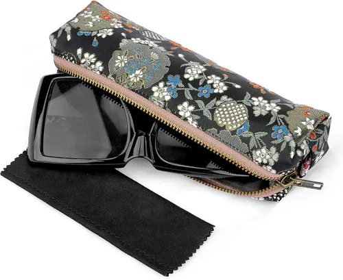 Vista 2 de Linkidea Extra Large Sunglasses Pouch Soft Bag Compatible with Rayban QUARE II Square ShapedAviator Maxmore