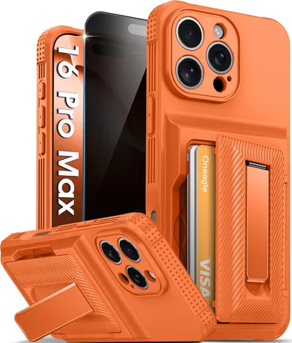 Vista 19 de Oneagle Funda tipo cartera para iPhone 16 Pro Max con tarjetero y soporte