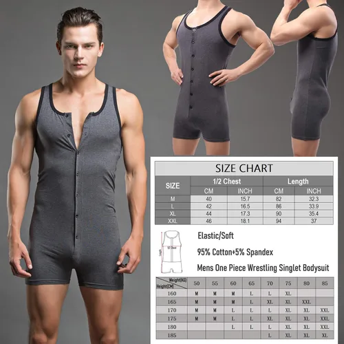 Vista 5 de YUFEIDA Body deportivo de una pieza para hombre, overol de algodón ajustado con capas base activas, leotardo