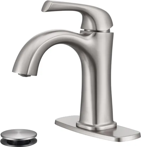 Vista 10 de Grifos de Baño de Un Solo Orificio Oro Cepillado, Grifo de Baño Oro Cepillado, Grifo de Fregadero de Latón de Una Sola Manija para Baño para 1 o 3