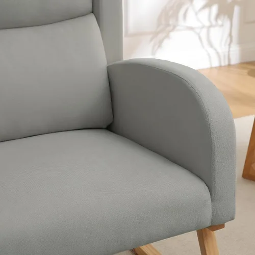 Vista 8 de Mecedoras para guardería, mecedoras tapizadas, mecedoras deslizantes para sala de estar, dormitorio, cómoda silla mecedora de lino con respaldo