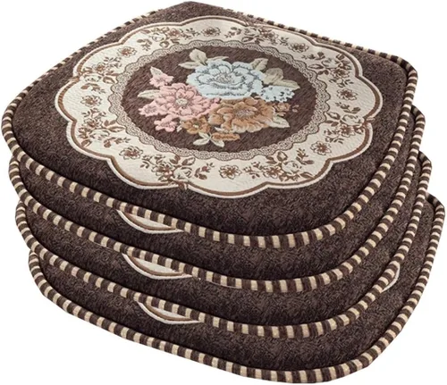 Vista 32 de EORNOW Juego de cojines para silla de comedor con lazos, juego de 1/2/4, almohadillas antideslizantes para silla de comedor con funda extraíble
