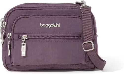 Vista 34 de Baggallini Bolsa cruzada pequeña con triple cremallera para mujer, 8 x 6 pulgadas, ligera, convertible