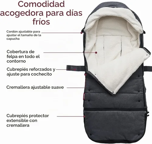 Vista 3 de Momcozy Universal Stroller Footmuff, Plush Weatherproof Bunting Bag