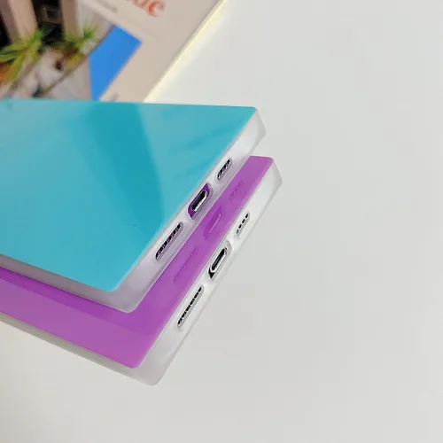 Vista 3 de Compatible con Neon Phone Rectangle iPhone 14 Funda para mujer, diseño de lujo de fluorescencia brillante, flexible, suave, delgada, de gel de goma