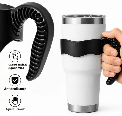 Vista 6 de Hyturtle 1 Pieza Mango Elegante y Funcional Negro para Vasos de 30 onzas - Compatible con Vasos YETI de 30 OZ - Agarre Seguro, Ligero, Apto