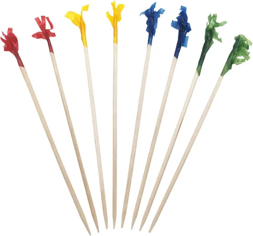 Vista 2 de BLUE TOP Palillos de dientes de madera con volantes de 4 pulgadas, paquete de 1000 palillos de dientes decorativos de madera, palillos de dientes