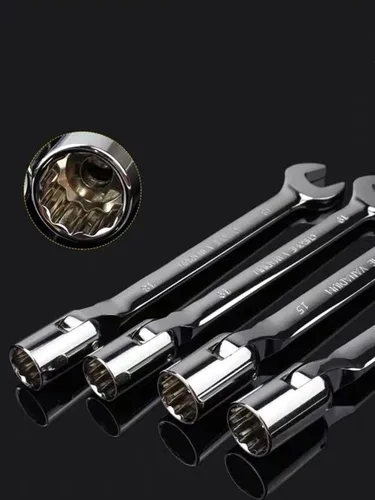 Vista 4 de FLZOPSER - Llave inglesa giratoria de doble cabeza hexagonal de 0.315 in, llave de combinación de extremo abierto, herramienta de reparación