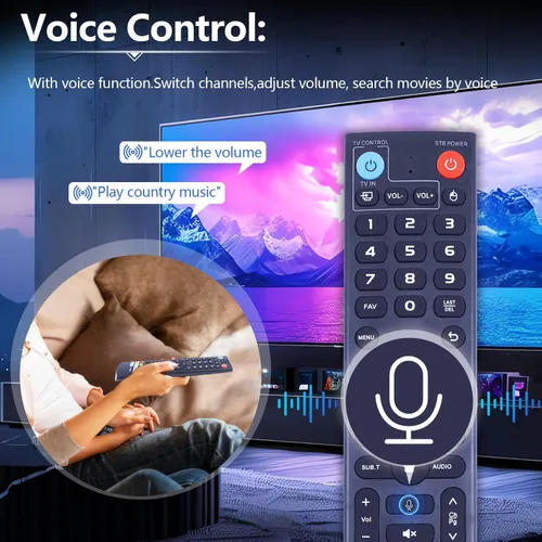 Vista 3 de Nuevo control remoto de voz V3 Pro compatible con vSeeBox V1/V2, V3/V2/V1/V5 Pro, V3Plus, Max/Elite/Max Control remoto por voz Bluetooth inteligente