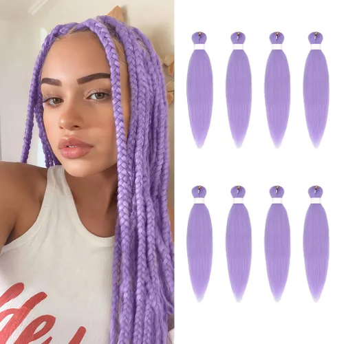 Vista 109 de 8 paquetes de extensiones preestiradas - 16 pulgadas de cabello trenzado premium, 55G/paquete, sin picazón, fijación en agua caliente, textura Perm