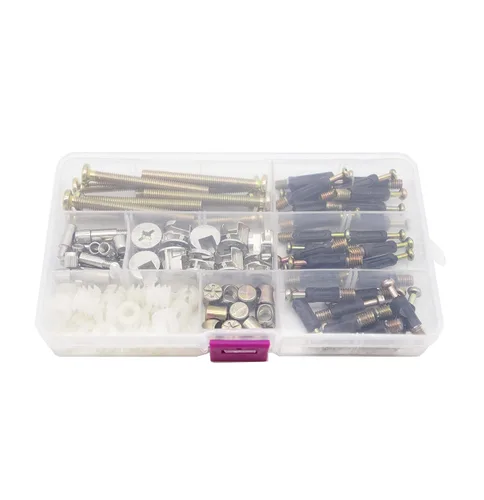 Vista 7 de Juego de 90 tornillos para cuna, tornillos de conexión para muebles, tuercas surtidas, tornillos hexagonales, ajuste de leva, clavija, preinserción