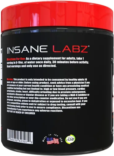 Vista 3 de Insane Labz Monohidrato de creatina: sin sabor, soporta una mayor fuerza, tamaño y potencia, 0.18 onzas por porción, 60 porciones