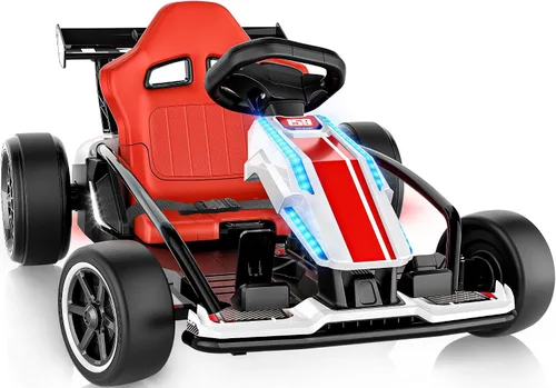 Vista 8 de Go Kart eléctrico de 24 V para niños de 6 a 14 años, motores de 400 W y 9.3 Rojo