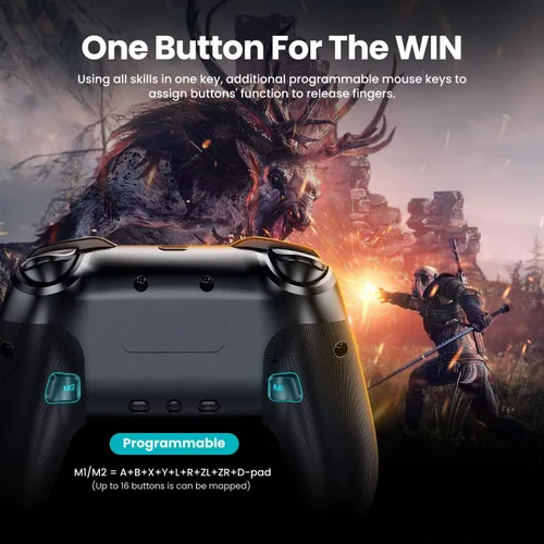 Vista 4 de VOYEE Controlador inalámbrico para Switch, Controladores Pro compatibles con Switch/Lite/OLED/PC, Gamepad de emparejamiento de un botón con LEDs RGB
