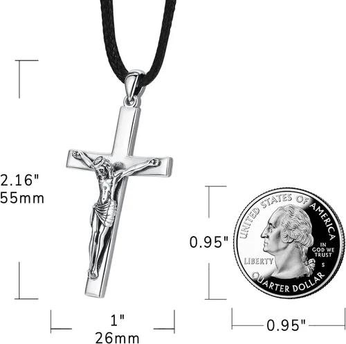 Vista 3 de Eusense Collar con colgante de San MiguelSan CristóbalSan BenitoSan JudaVirgen María MilagrosaCrucifijo de JesúsSan JoséSan Antonio para hombres