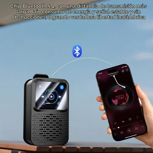 Vista 2 de Altavoz Bluetooth portátil con pantalla táctil LED, unidad de sonido de 1.575 in, pantalla multifunción, IPX5 impermeable, Bluetooth 5.4, altavoz