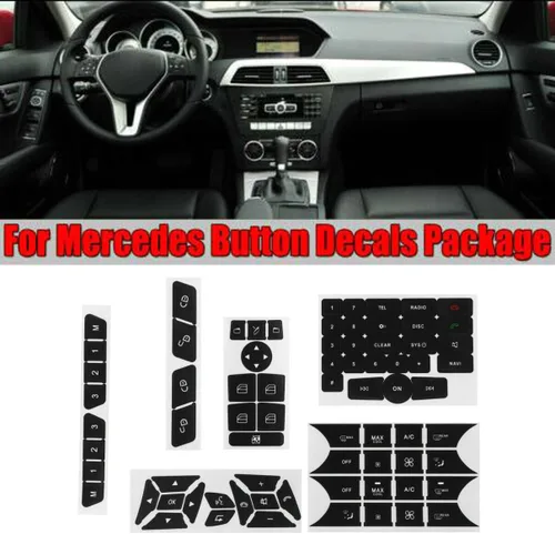 Vista 2 de Botón de reparación de automóviles Dirección de puerta A/C ventana Radio Sticker Set para Mercedes Benz