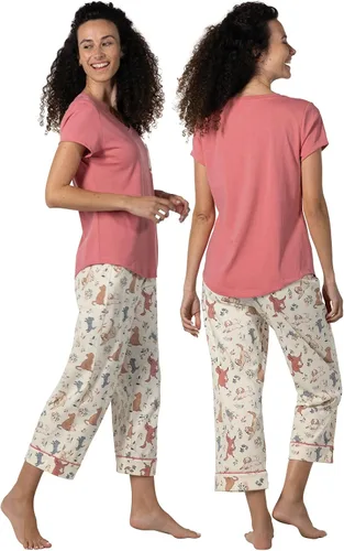 Vista 2 de PajamaGram Conjuntos de pijamas para mujer - Pijamas capris 100% algodón para mujer