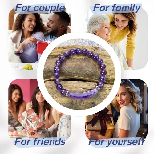 Vista 6 de EDEN'S CALL Pulsera elástica de cuentas de cristal curativo de 0.315 in para mujer