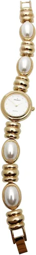 Vista 2 de Peugeot - Reloj chapado en oro de 14 quilates para mujer con perlas blancas