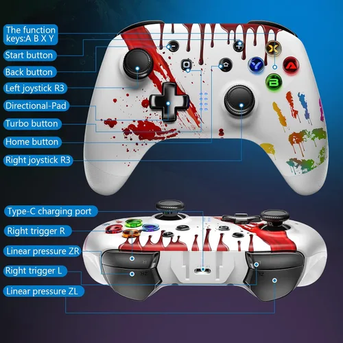 Vista 5 de REDSTORM Controlador inalámbrico para juegos para ventanas de PC, teléfonointerruptorvaporcubierta de vapor, controlador de juegos de computadora