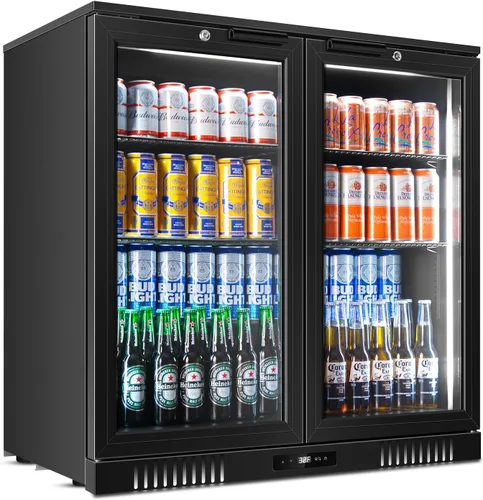 Vista 24 de Tylza Refrigerador de exhibición de encimera Puerta de vidrio doble de 2.7