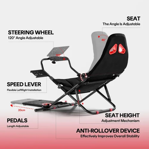 Vista 6 de RACGTING Racing Simulator Cockpit for G920 G29 G923, Foldable Racing Simulator for Thrustmaster T248X T248 T300 T150 458 TX Xbox PS5 PS4 PC (Black)