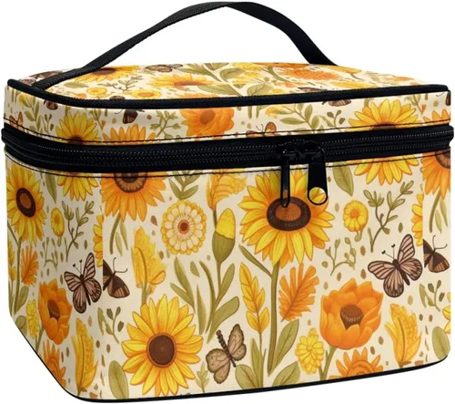 Vista 19 de Flashideas Bolsa de maquillaje para cosméticos Almacenamiento vertical Bolsa de maquillaje de viaje de gran capacidad, Caballo Azteca 1