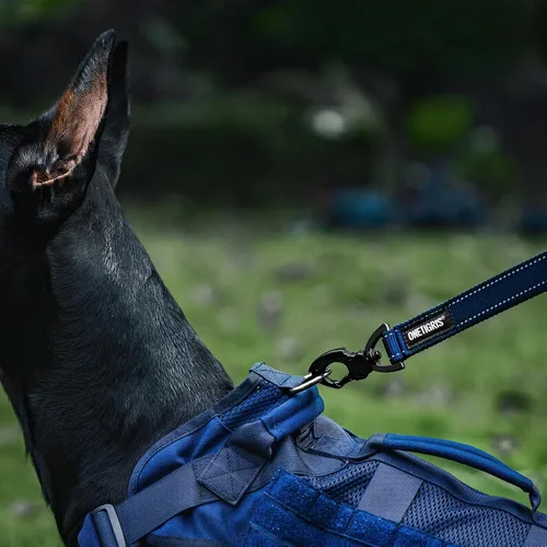 Vista 5 de OneTigris Bolt - Correa corta de tráfico para perros pequeños, medianos y grandes (azul, S)