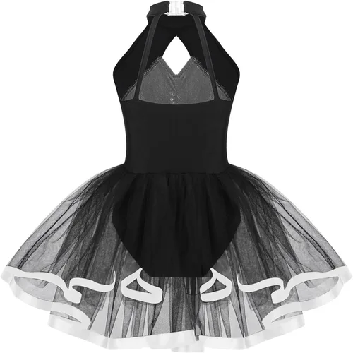 Vista 58 de CHICTRY Vestido tutú de ballet con lentejuelas brillantes para niñas y niñas, moderno disfraz de baile latino de jazz