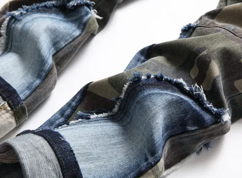 Vista 6 de Baylvn - Pantalones de mezclilla rectos ajustados para hombre, cómodos, para motociclista