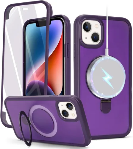Vista 12 de Cavor Funda para iPhone 13 e iPhone 14, Compatible con Magsafe, Funda para iPhone 14 con Protector de Pantalla, Soporte Funda Protectora Magnética