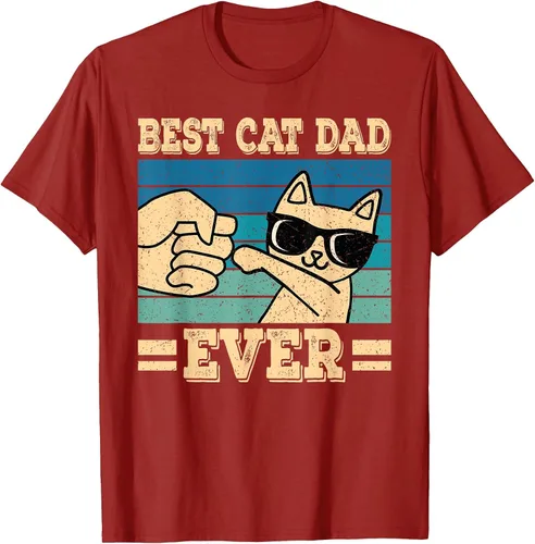 Vista 15 de Best Cat Dad Ever Vintage Funny Cat Lover Retro Men T-Shirt Asphalt Grey