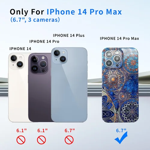 Vista 2 de Funda de teléfono para iPhone 14 Pro Max, funda ligera de mandala bohemia para PC, protección contra caídas, funda bohemia para teléfono, soporte