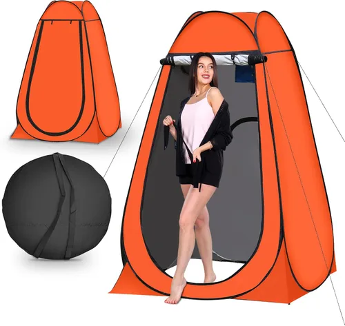 Vista 10 de Carpa portátil emergente de privacidad, carpa para baño al aire libre, inodoro, regadera, campamento, espaciosa, para senderismo, playa, pícnic
