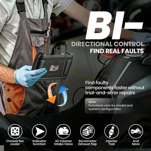 Vista 2 de ANCEL Escáner de motocicleta MT500 PRO, herramienta de diagnóstico OBD2 de sistema completo con reinicio de servicio rápido y programación avanzada