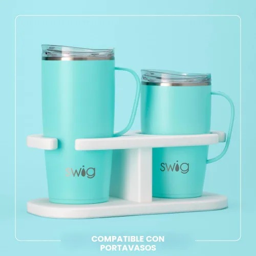Vista 6 de Swig Life Taza de Viaje de 18 oz, Vaso Aislante con Asa y Tapa, Taza de Café de Viaje, Compatible con Portavasos, Acero Inoxidable, Vaso de 18 oz