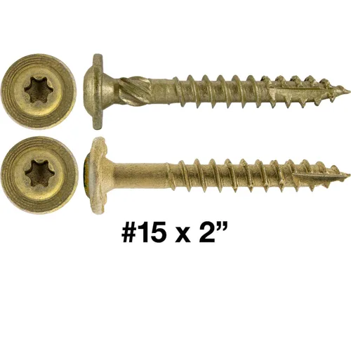 Vista 2 de Tornillo de retraso de construcción #15 x 2 - Tornillo de retraso estructural de alta resistencia Torx/Star Drive - Compatible con ACQ - Cabezal