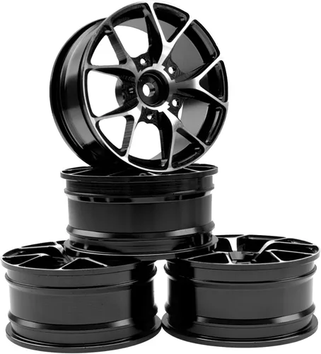Vista 3 de ShareGoo - Llantas de metal – Bujes hexagonales de 0.472 in, llantas de rueda RC Drift On-Road Racing Touring 1/10, compatibles con HSP, Tamiya