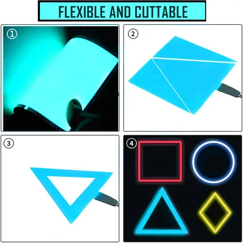 Vista 2 de Panel LED flexible, hoja de panel electroluminiscente, cinta EL cortable suave para máscara de ojos, cosplay, decoración de fiesta, bricolaje