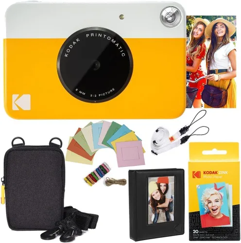 Vista 5 de Kodak Printomatic - Paquete de cámara instantánea (20 hojas), papel Zink (negro) - Estuche - Álbum de fotos - Marcos para colgar.