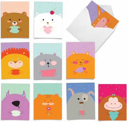 Vista 9 de The Best Card Company - 10 tarjetas en caja para niños (10.1 x 13 cm), lindas tarjetas en blanco para toda ocasión, MPOCB-KIDS.
